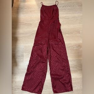 Urban Outfitters Burgundy printed strappy low back Jumpsuit